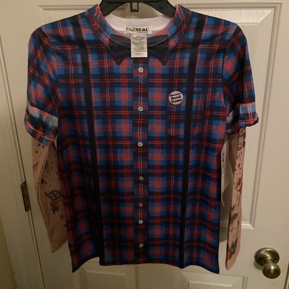 Faux Real Kid's Youth Lumberjack with Tattoo Childrens Costume, White- L 10-12